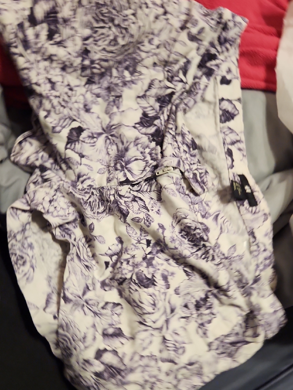 H&M Women's White Bermuda Shorts with Purple Floral Print